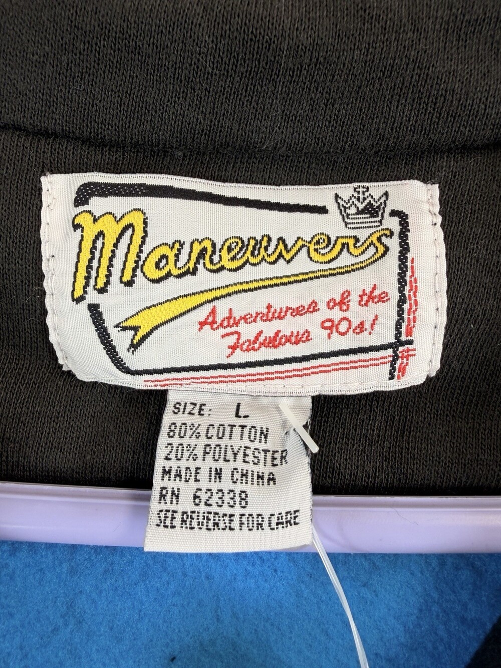 Vtg 90s Maneuvers Deadstock Boys L Sweatshirt 1/4 Zip Black Blue Colorblock NWT - Picture 4 of 16